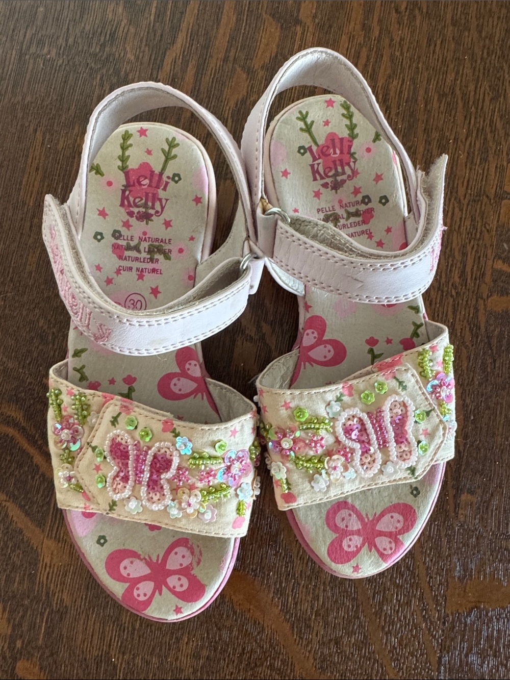 Lelli Kelly Girls' Pink Beaded Butterfly Sandals